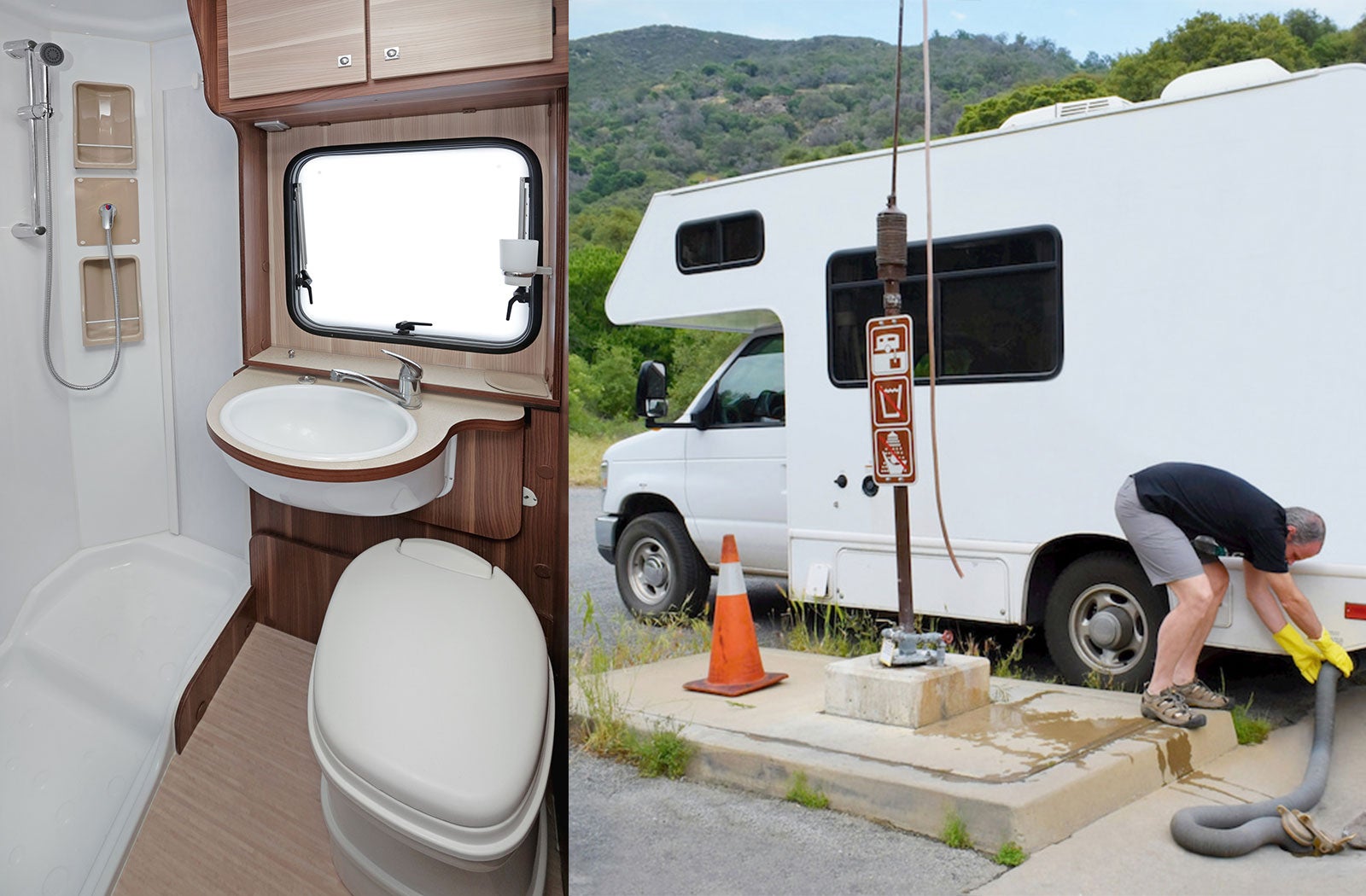 Portable RV/camper toilet and holding tank setup in Dunlap, Tennessee