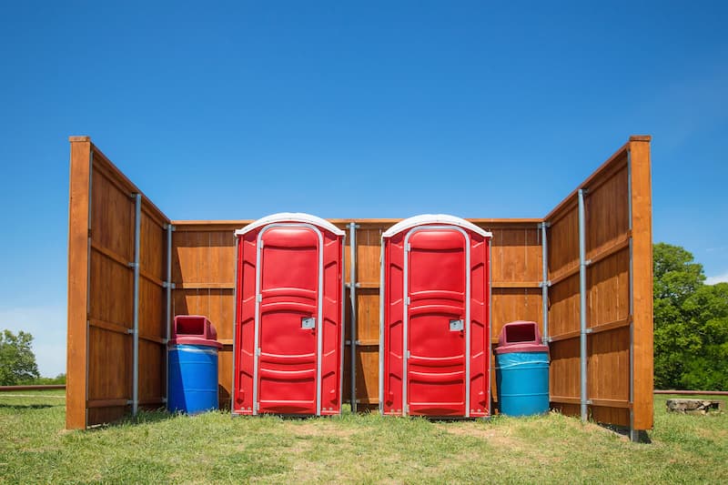 Short-term porta potty units staged for delivery in Dunlap, Tennessee